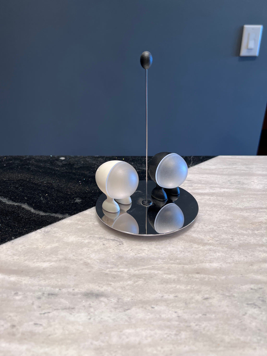 ALESSI ASG02 BW LILLIPUT SALT AND PEPPER SHAKER, Designed by Stefano Giovannoni