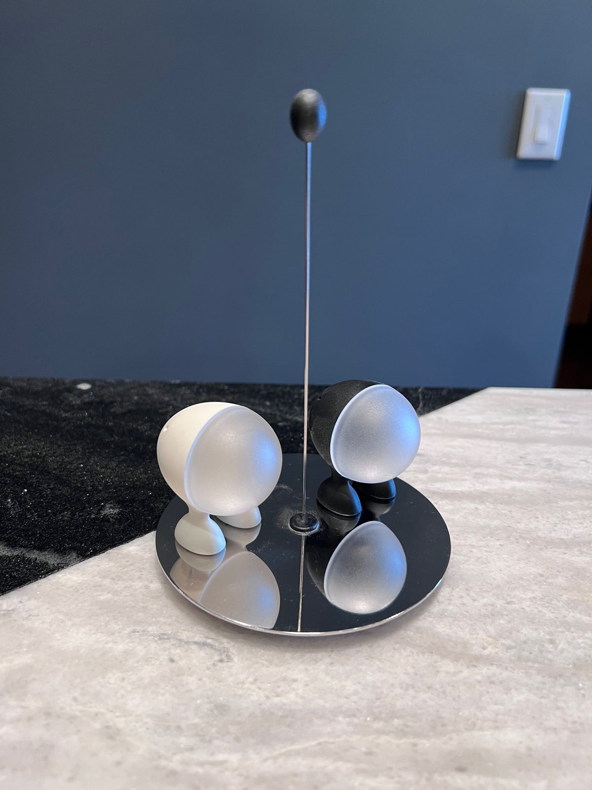ALESSI ASG02 BW LILLIPUT SALT AND PEPPER SHAKER, Designed by Stefano Giovannoni