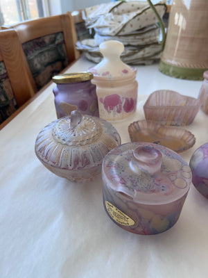 Vintage Simron Frosted Glass Hand Painted in Israel Lot