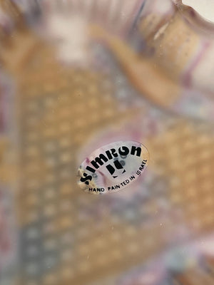 Vintage Simron Frosted Glass Hand Painted in Israel Lot