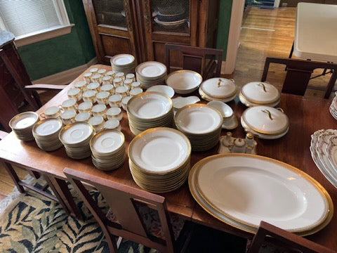 L.R.L Limoges France Gold Trim Dinnerware Large Lot