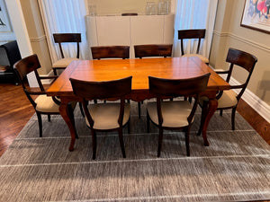 Milling Road Baker Furniture "Hildebran Collection" Maple Dining Table + 8 Chairs, Made in Italy