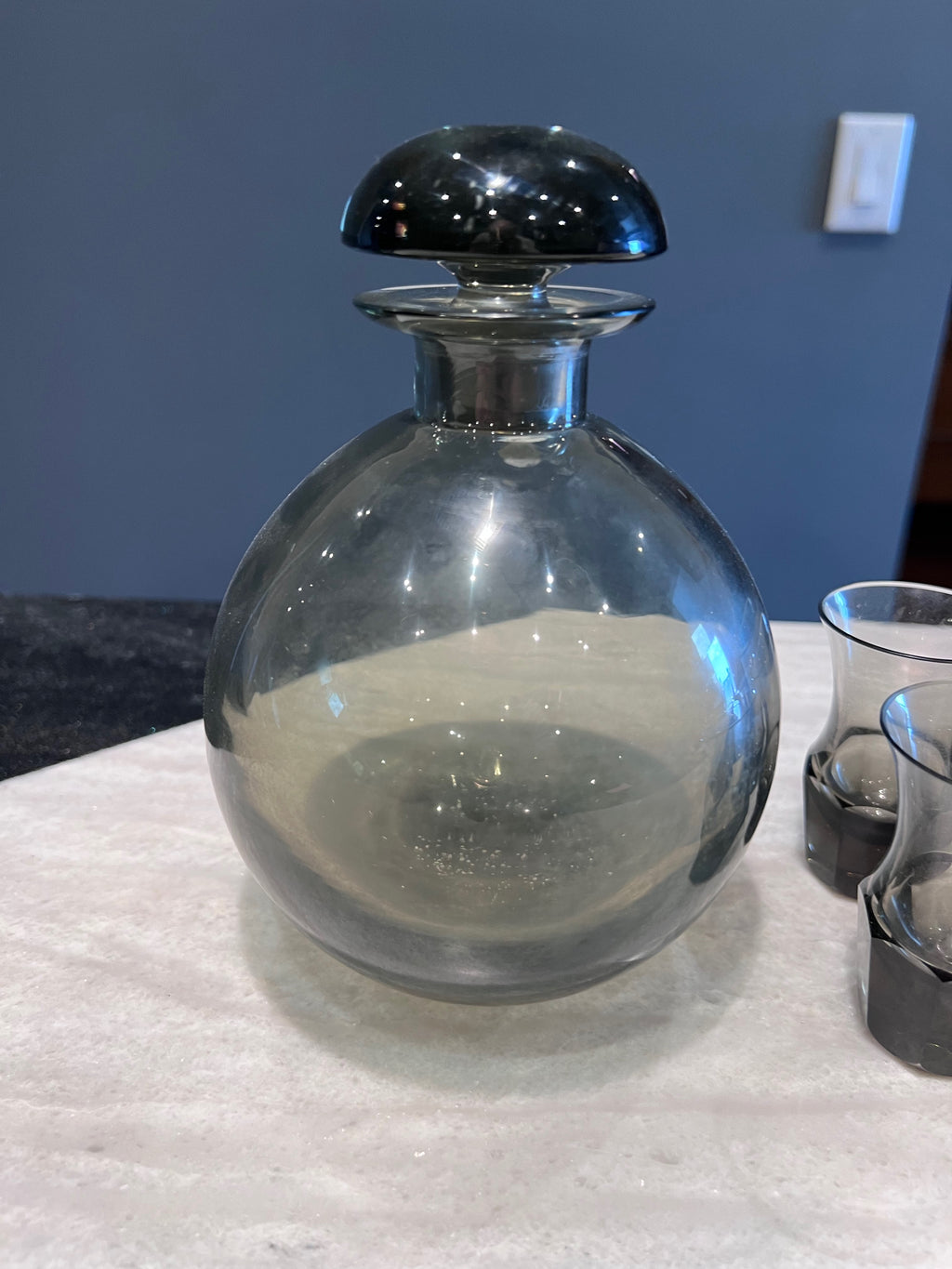 Moser Culbuto Decanter + 4 Shot Glasses, Designed by Rudolf Eschler