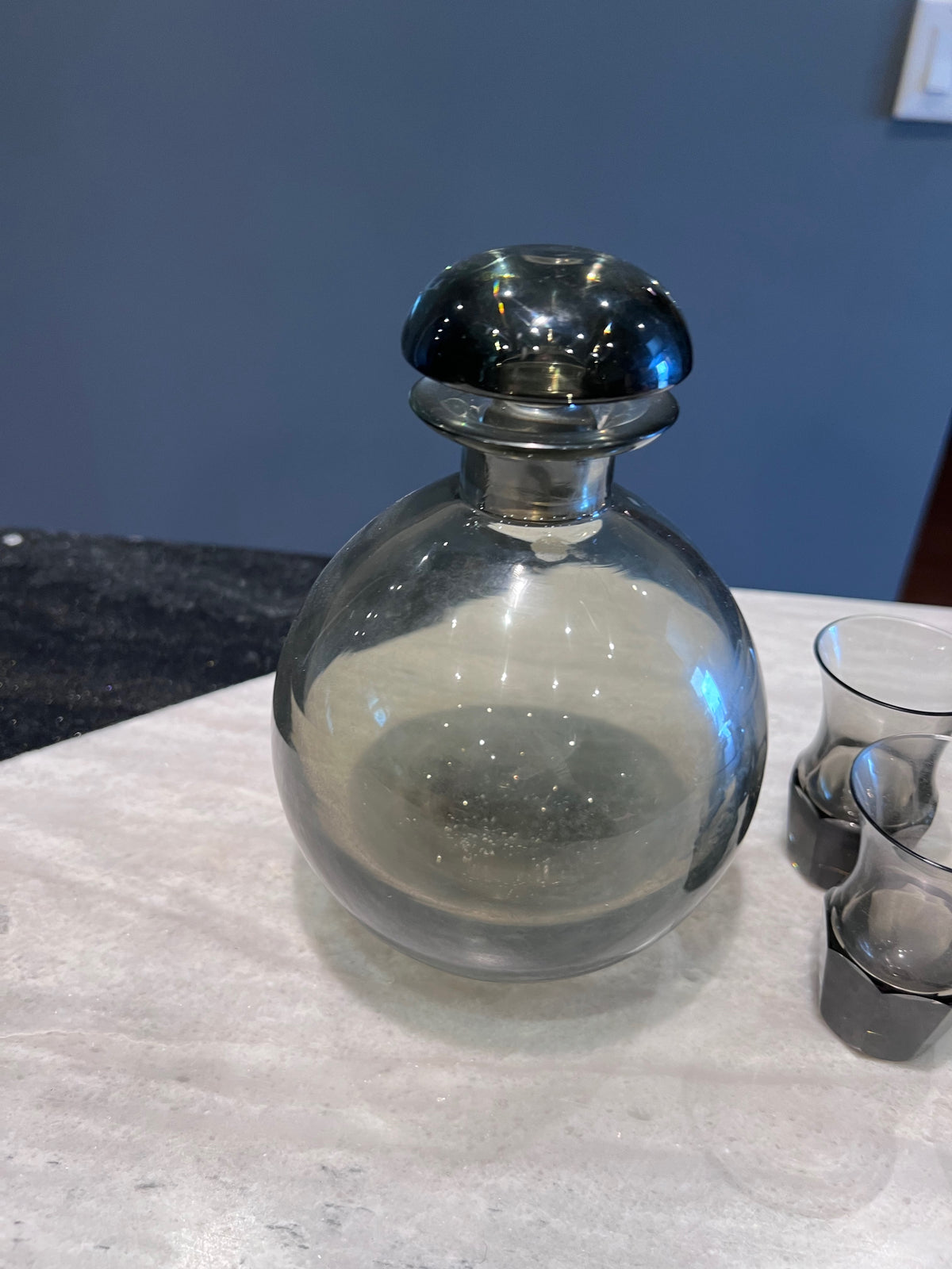 Moser Culbuto Decanter + 4 Shot Glasses, Designed by Rudolf Eschler