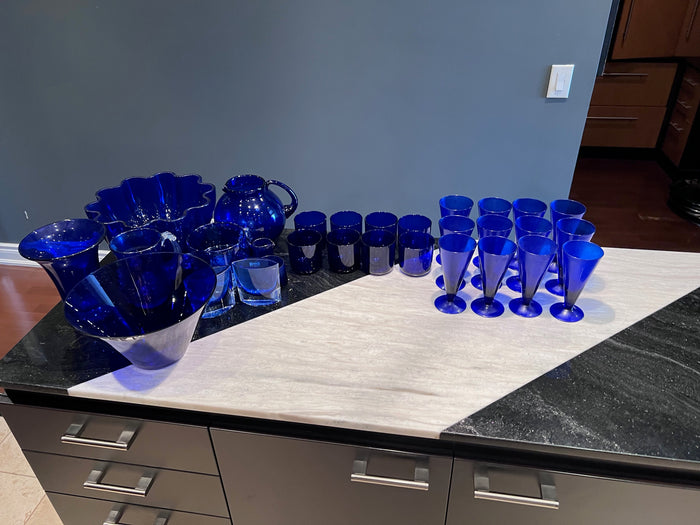Blue Glassware Lot