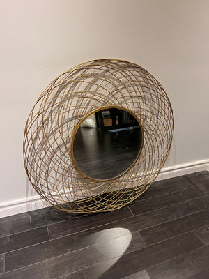 Round Gold Mirror 36"D