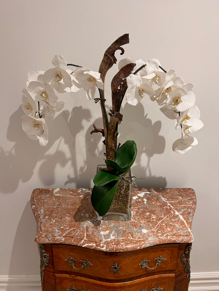 Faux Orchid in Glass Vase