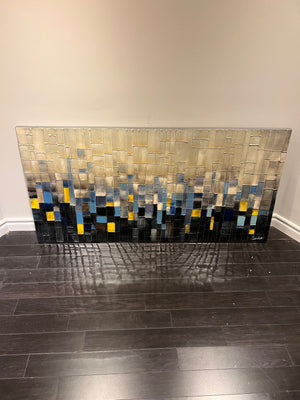 Wall Art Abstract Squares Blue, Yellow, Black