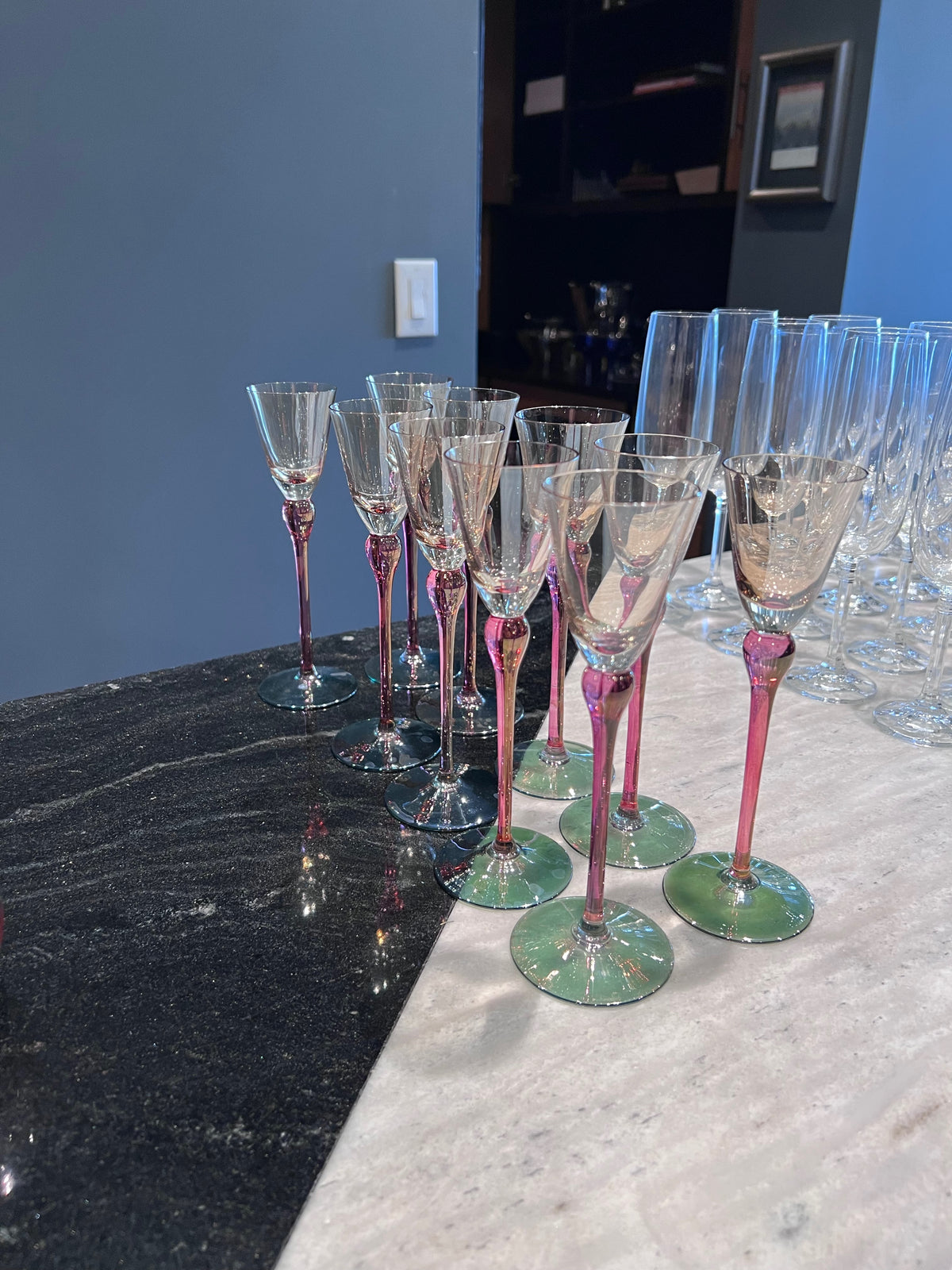 Set of 10 Vintage Watermelon Stemware