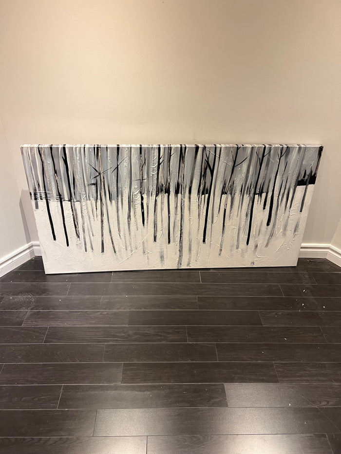 Wall Art Winter Forest Black, White, Grey