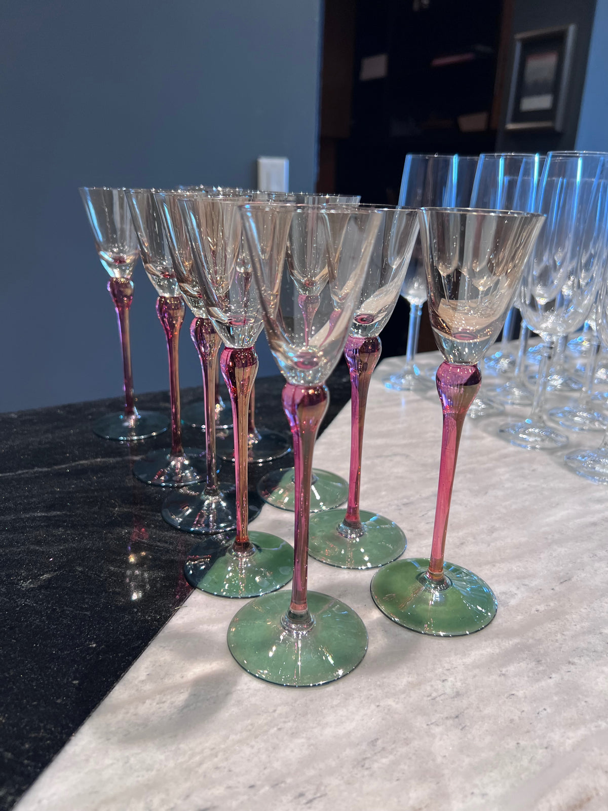 Set of 10 Vintage Watermelon Stemware