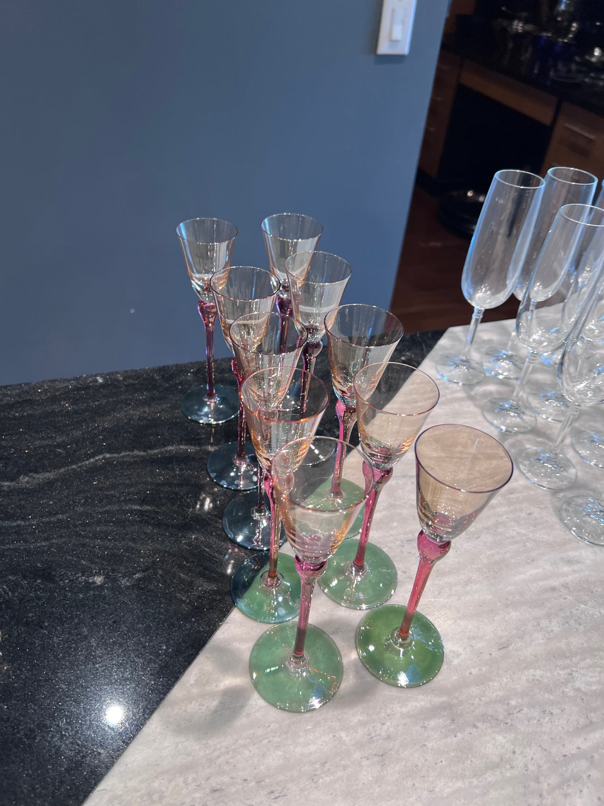 Set of 10 Vintage Watermelon Stemware