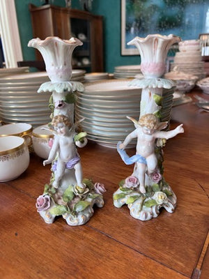 Pair of Dresden Von Schierholz Porcelain Candle Holders