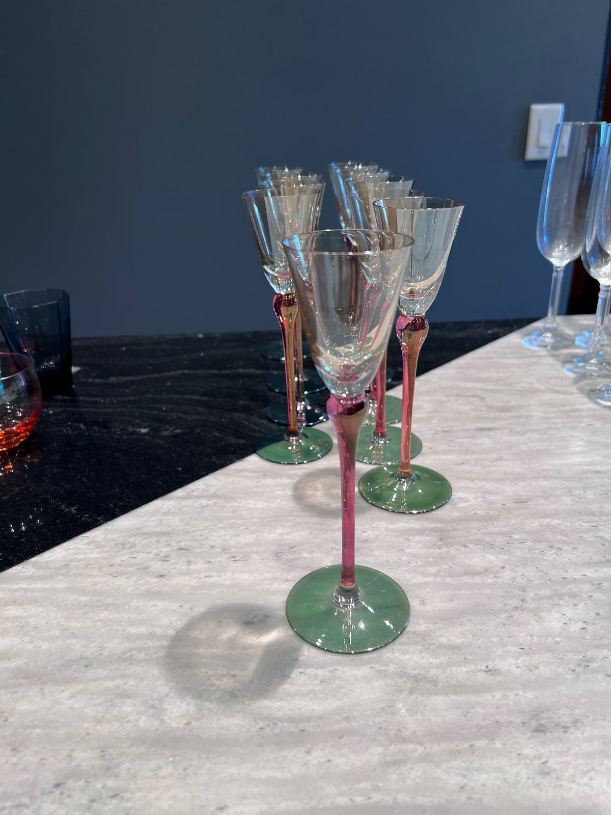Set of 10 Vintage Watermelon Stemware