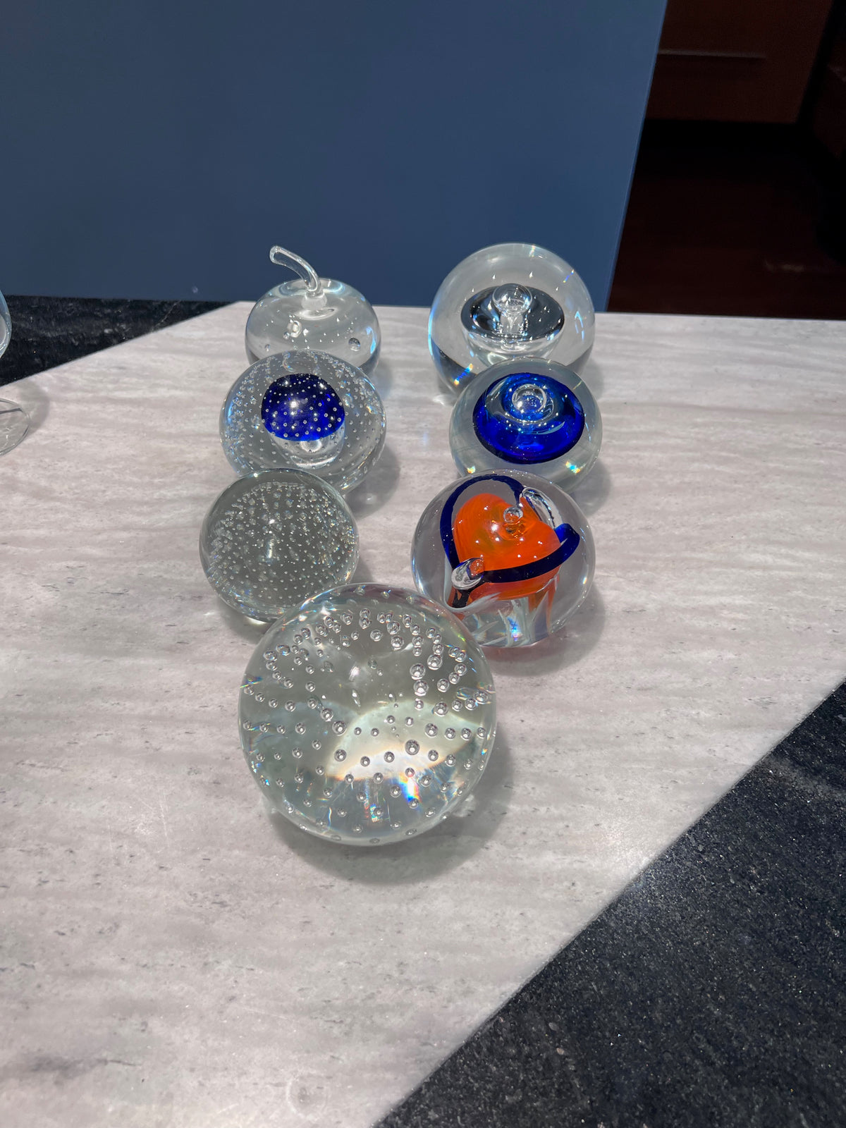 Lot of 7 Signed Art Glass Paperweights
