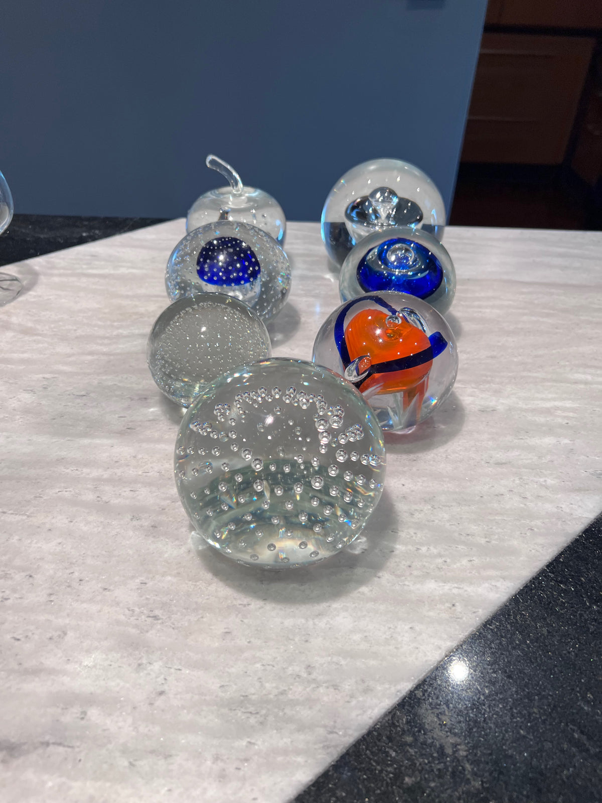 Lot of 7 Signed Art Glass Paperweights