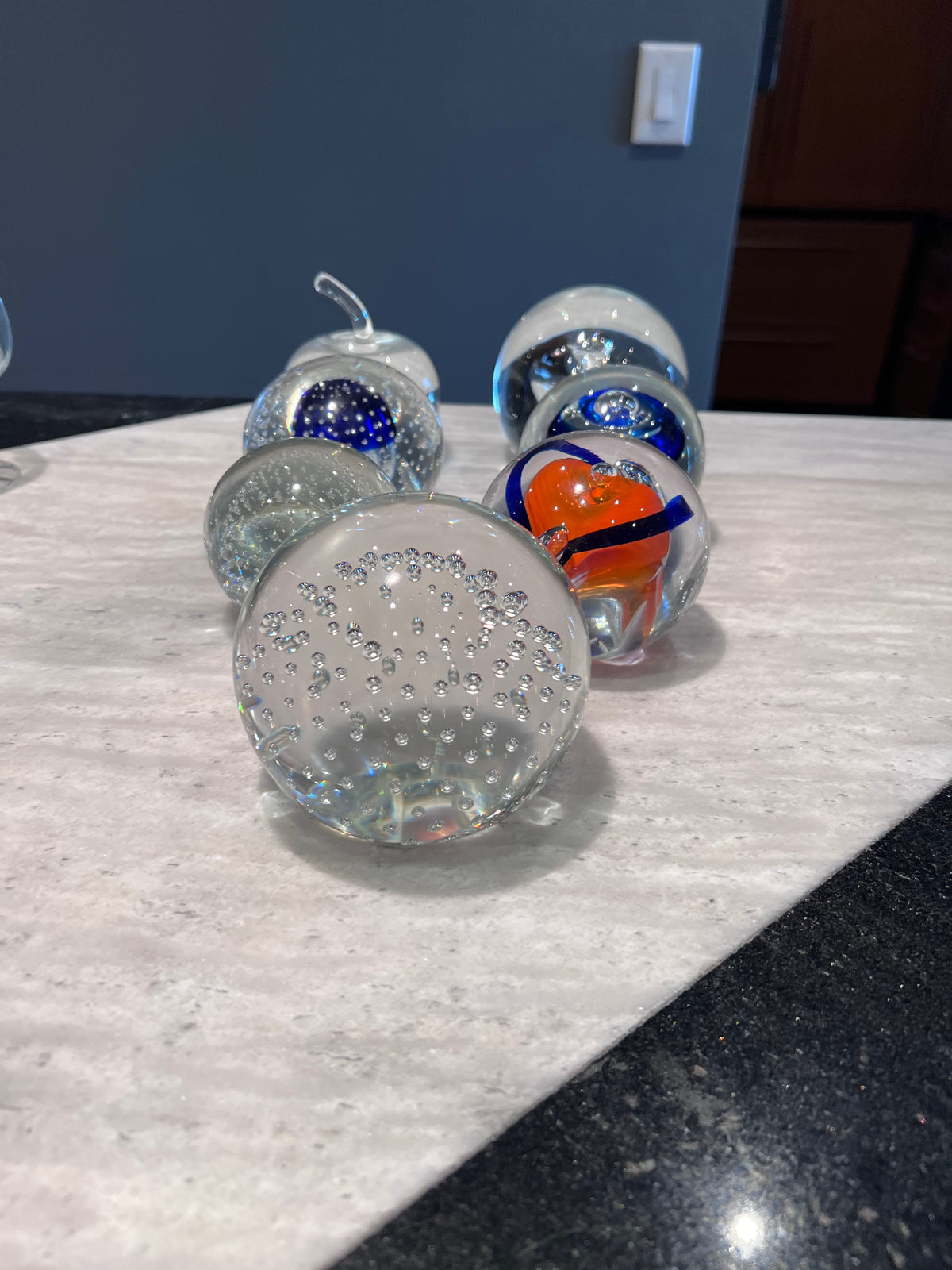 Lot of 7 Signed Art Glass Paperweights