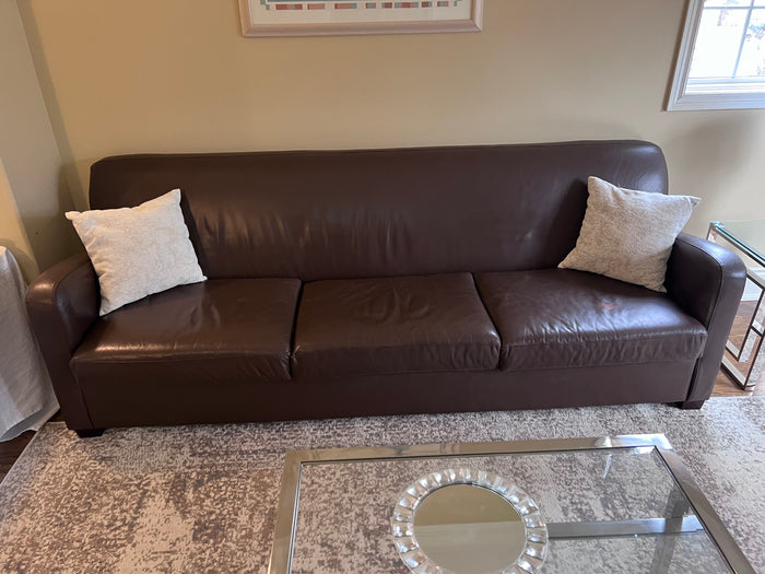 Brown Leather 3-Seater Sofa