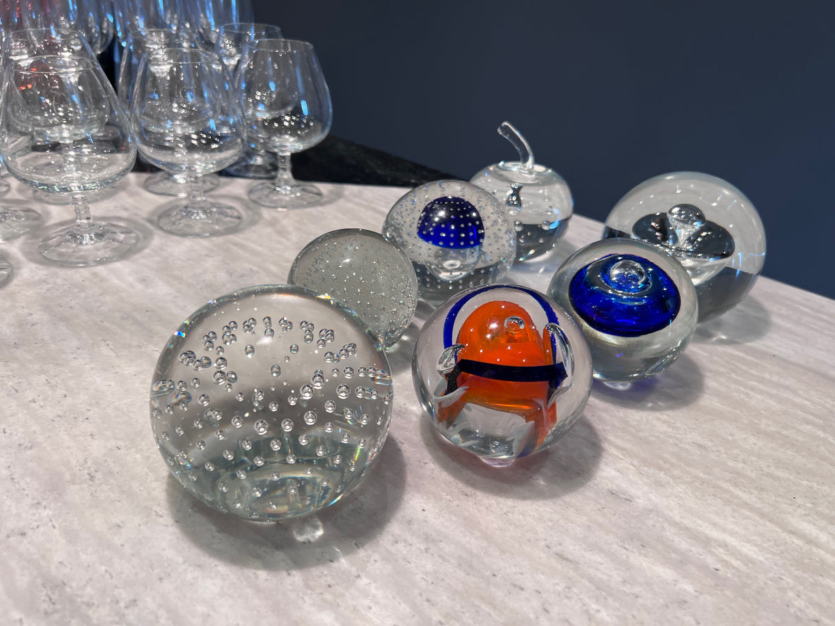Lot of 7 Signed Art Glass Paperweights