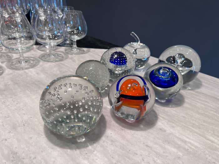 Lot of 7 Signed Art Glass Paperweights