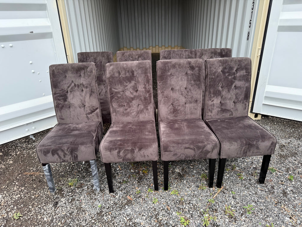 Set of 8 Brown Fabric Dining Chairs