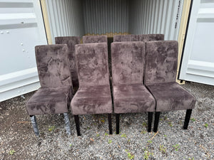 Set of 8 Brown Fabric Dining Chairs