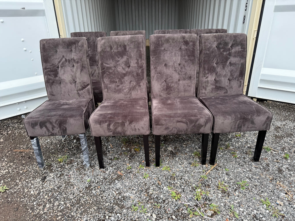 Set of 8 Brown Fabric Dining Chairs
