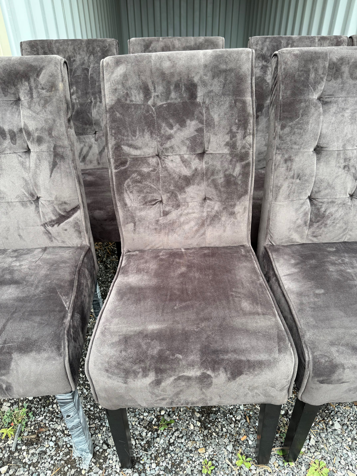 Set of 8 Brown Fabric Dining Chairs