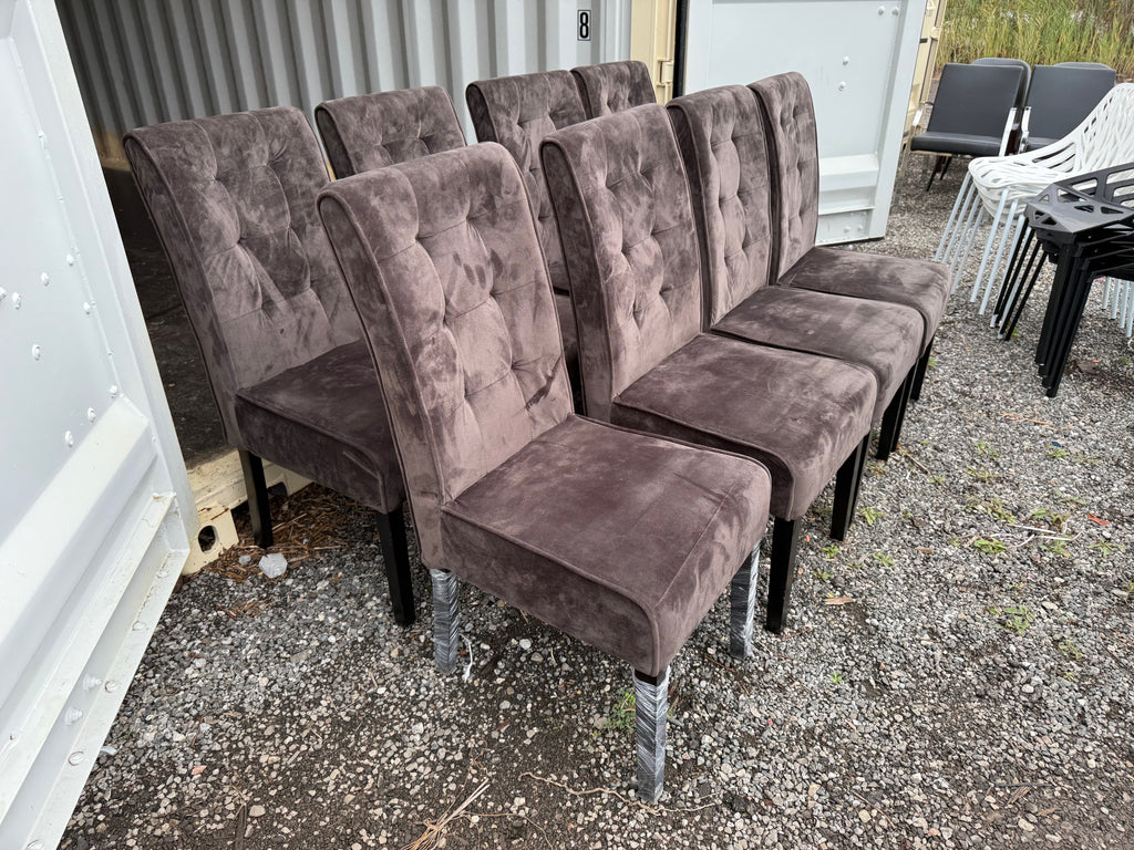 Set of 8 Brown Fabric Dining Chairs