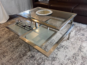 3-Tier Glass & Chrome Coffee Table