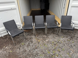 Set of 5 Black Faux Leather Armchairs