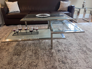 3-Tier Glass & Chrome Coffee Table