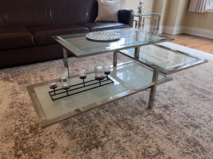 3-Tier Glass & Chrome Coffee Table