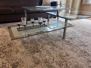 3-Tier Glass & Chrome Coffee Table