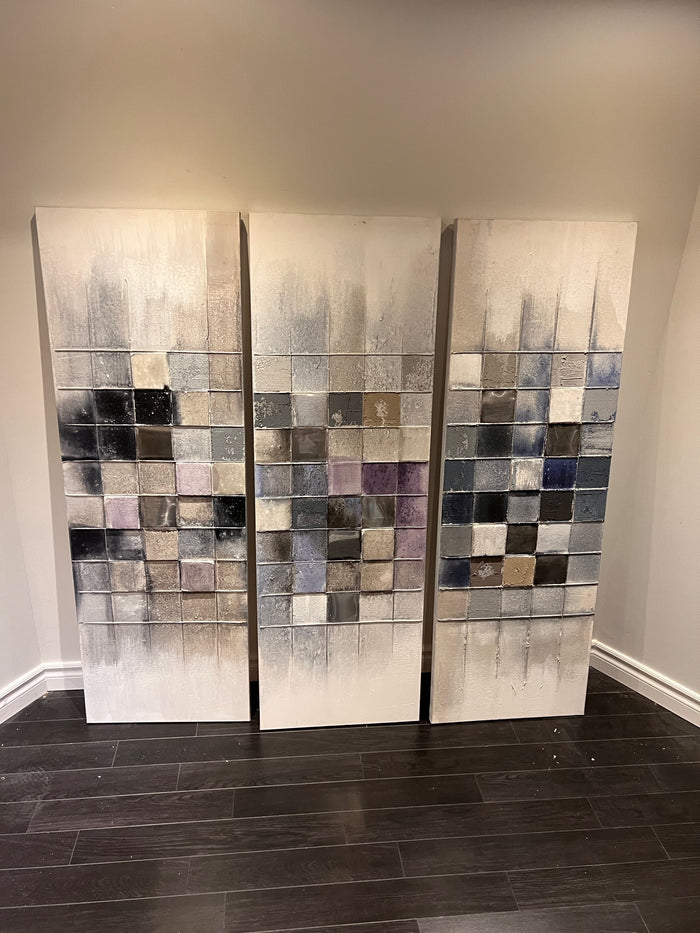 Set of 3 Wall Art Abstract Squares