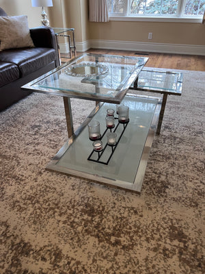 3-Tier Glass & Chrome Coffee Table