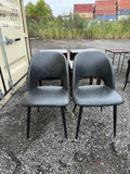 Set of 2 Grey/Black Faux Leather Chairs