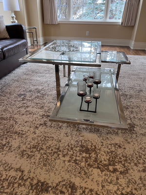 3-Tier Glass & Chrome Coffee Table