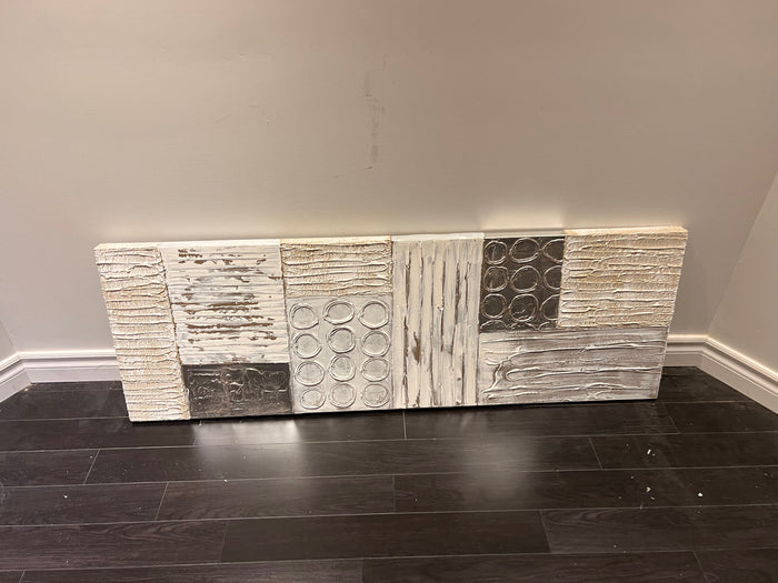 Wall Art Abstract Circles and Lines White & Silver