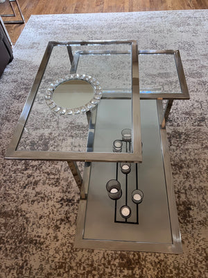 3-Tier Glass & Chrome Coffee Table