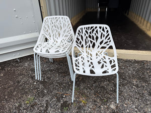 Set of 4 White Plastic Stackable Chairs