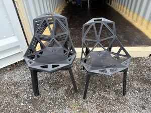 Set of 4 Black Plastic Stackable Chairs