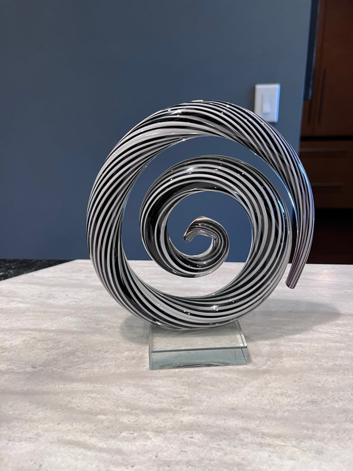 Murano Glass Swirl Sculpture on Lucite Base