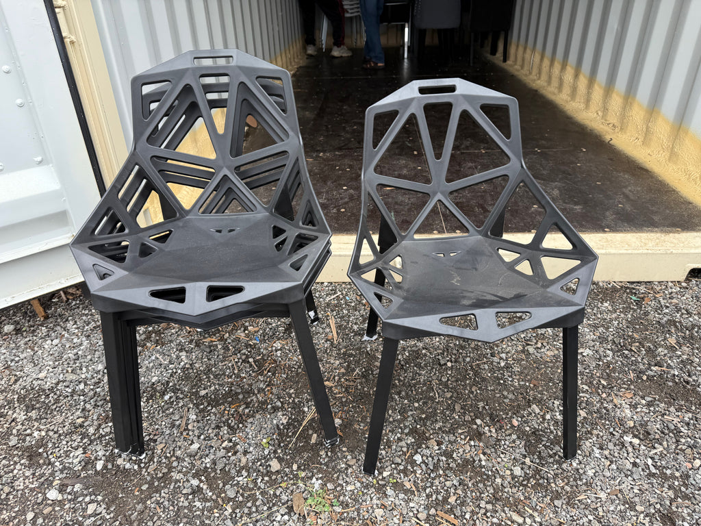 Set of 4 Black Plastic Stackable Chairs