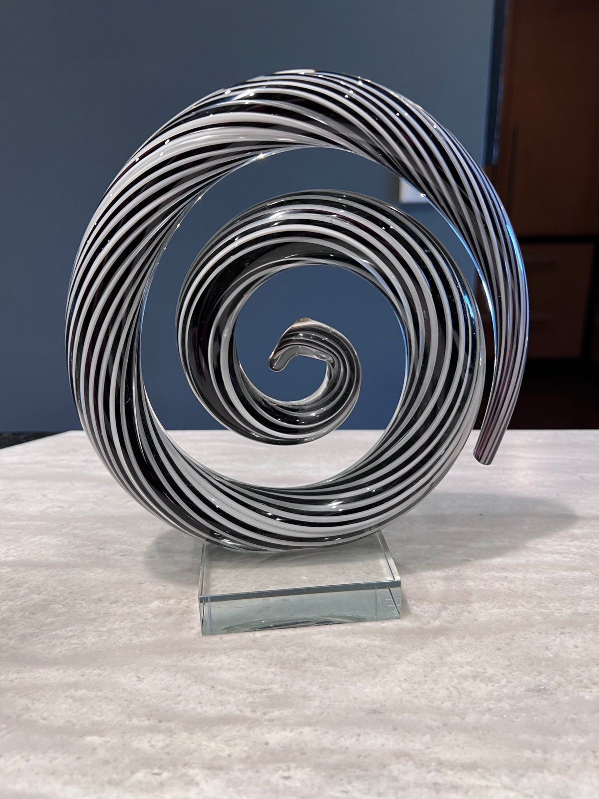 Murano Glass Swirl Sculpture on Lucite Base