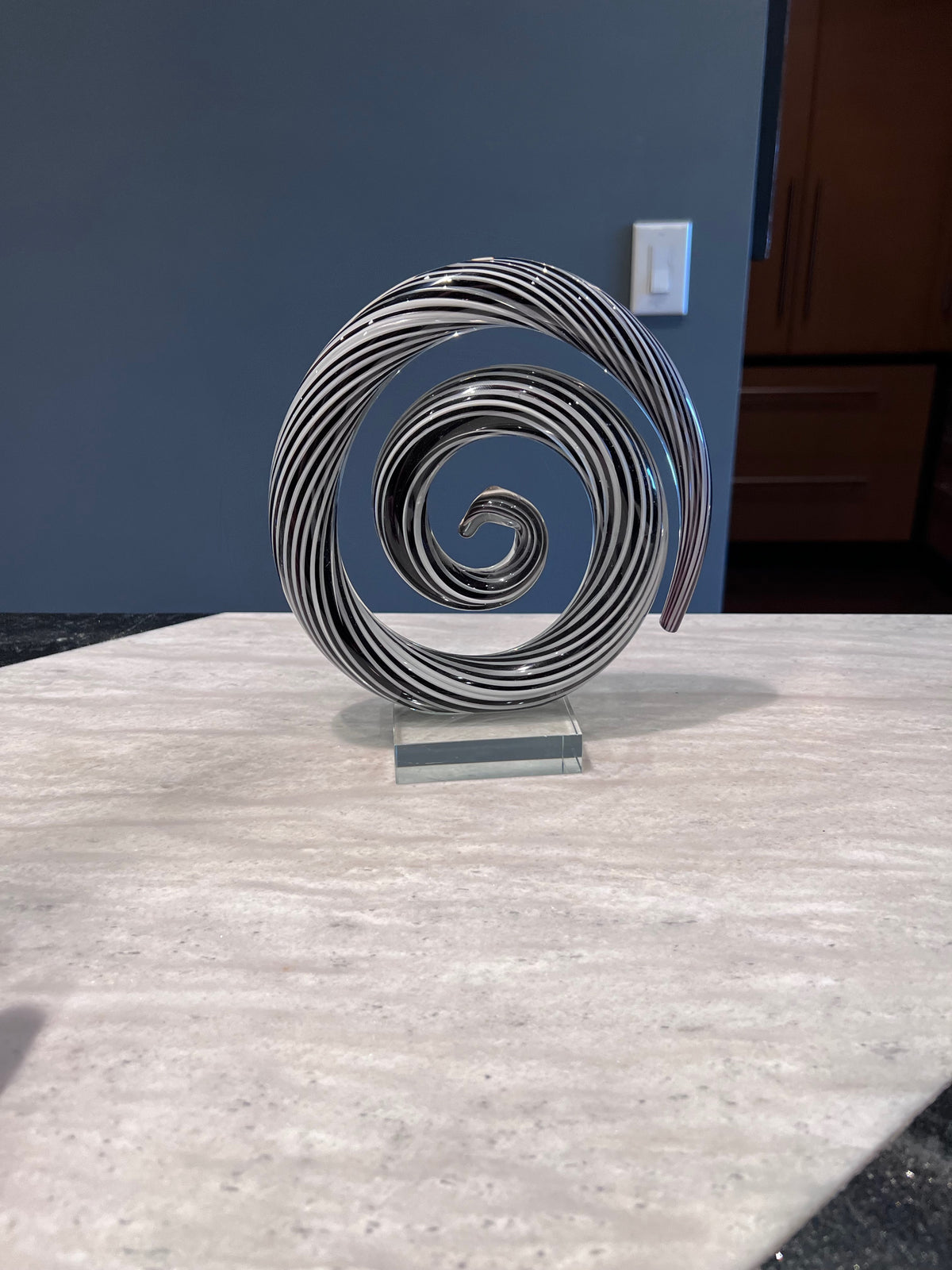 Murano Glass Swirl Sculpture on Lucite Base