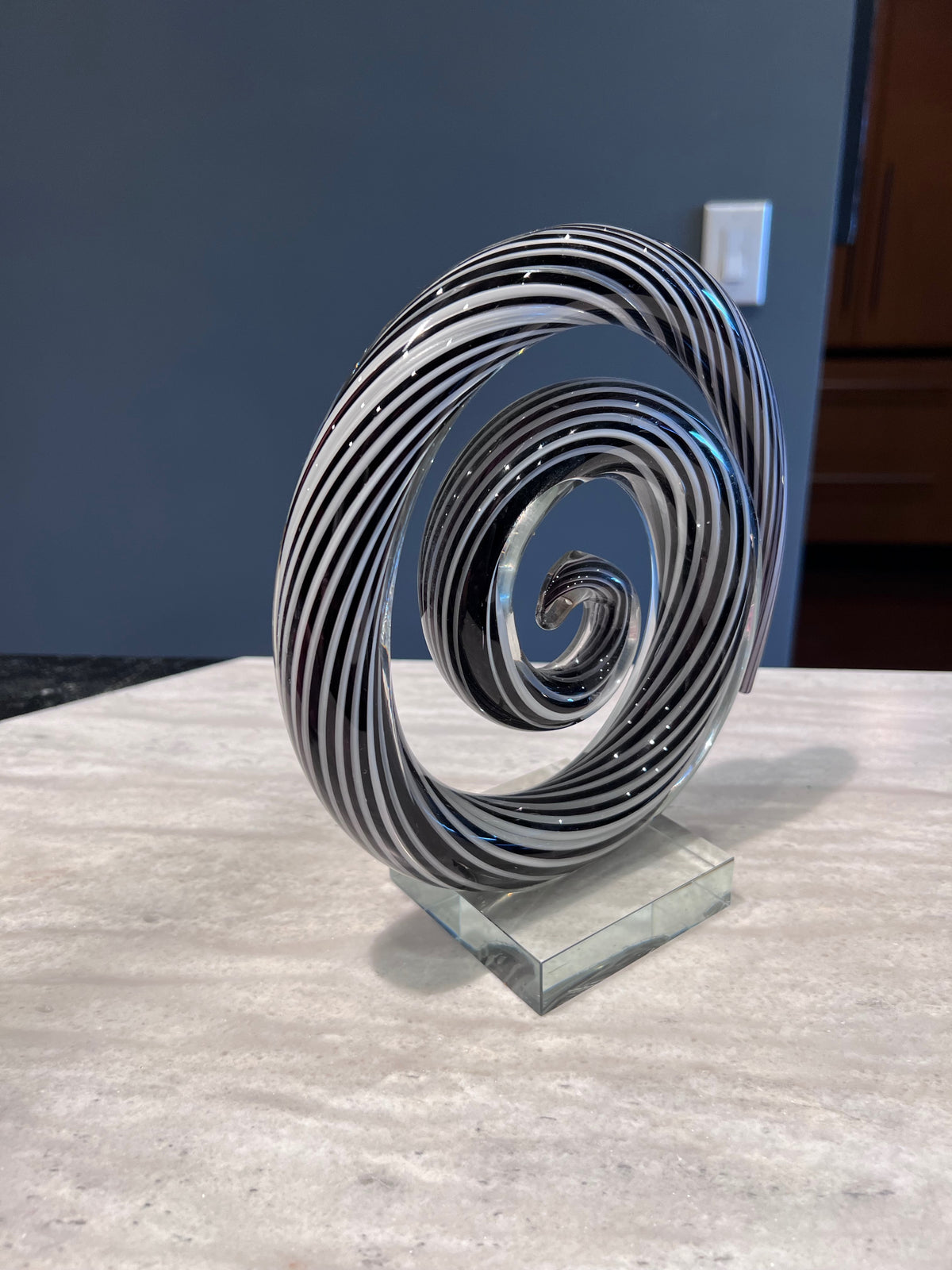Murano Glass Swirl Sculpture on Lucite Base