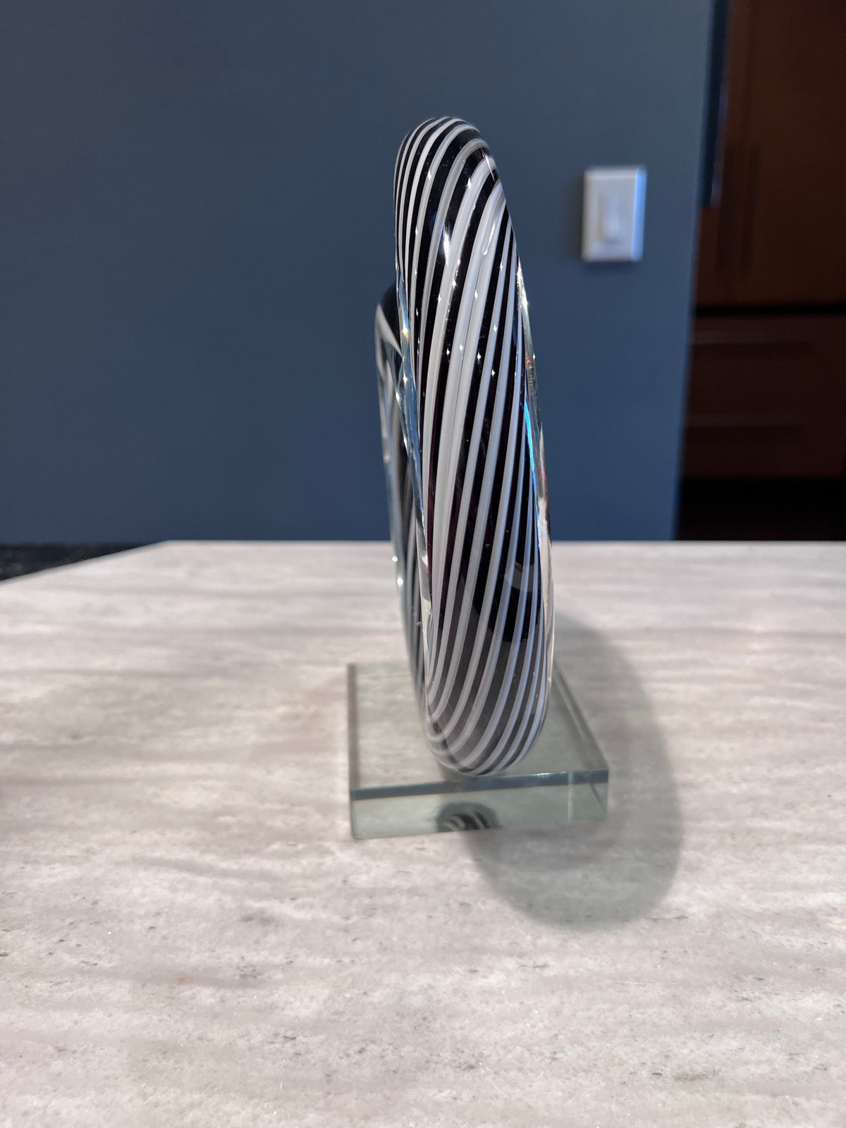 Murano Glass Swirl Sculpture on Lucite Base