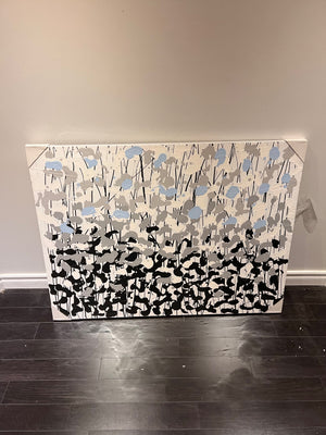 Wall Art Abstract Black, Grey, Blue, White