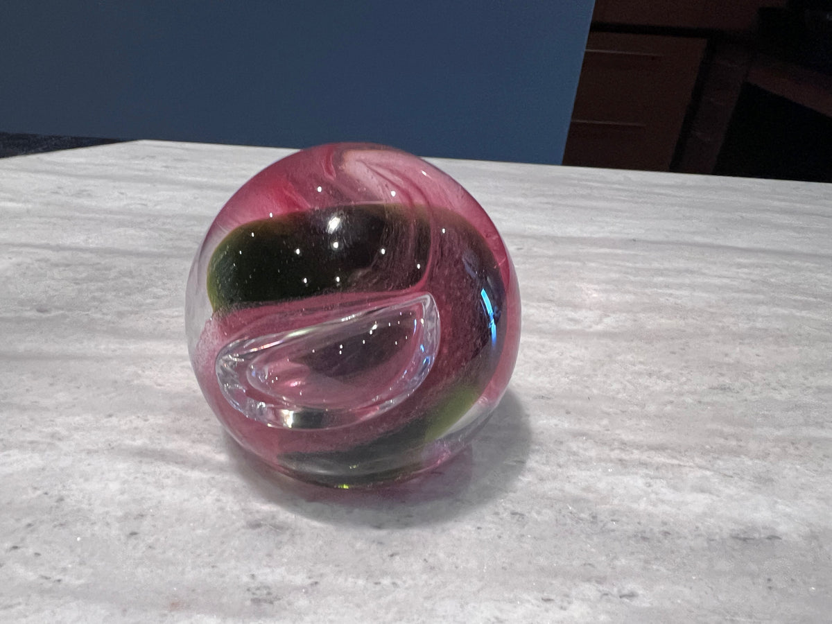 Vintage 1989 Scottish CAITHNESS GLASS Paperweight titled MOMENTUM by Margot Thomson